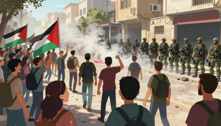 Visual representation of "intifada" - A Palestinian uprising against Israeli occupation, characterized by protests and civil actions.