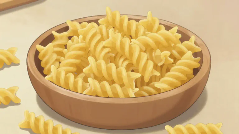 Visual representation of "fusilli" - Fusilli is a type of pasta that is shaped like a spiral or corkscrew.