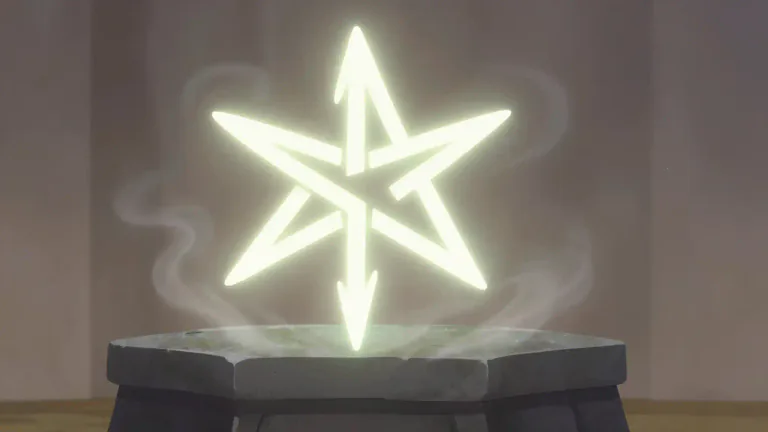 Visual representation of "pentagram" - A shape with five straight sides and a pointed top, often used as a magical symbol.