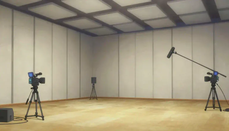 Visual representation of "soundstage" - A large indoor area with soundproofed walls for the purpose of recording films or television programs.
