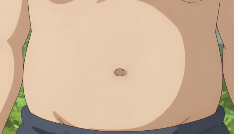 Visual representation of "bellybutton" - The small, rounded scar on the body that is left after the umbilical cord has been cut.