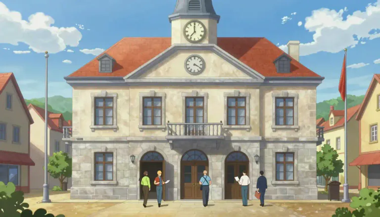 Visual representation of "townhall" - A town hall is a building used for the administration of local government.