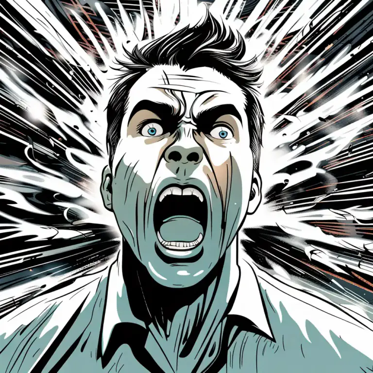 Visual representation of "explode" - React with sudden anger or strong emotion.