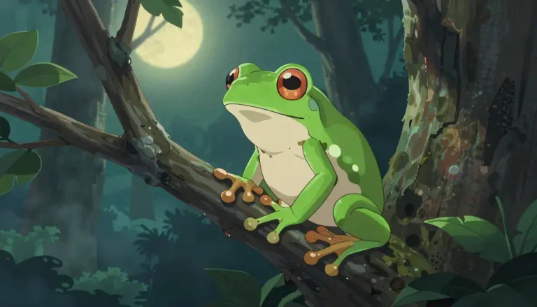 Visual representation of "treefrog" - A small amphibian that typically lives in trees and has adapted features for climbing.