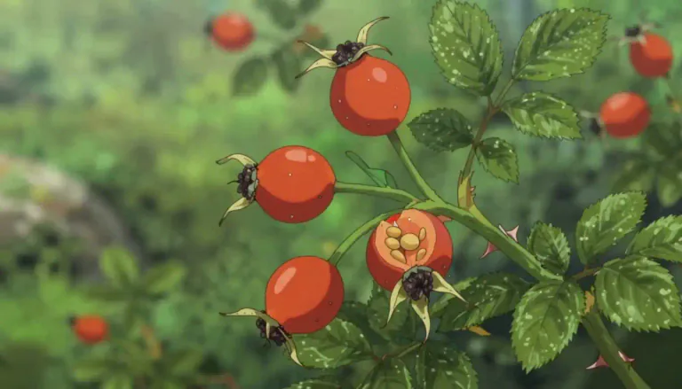 Visual representation of "rosehip" - The small, round fruit of the wild rose, often used in herbal teas and products.