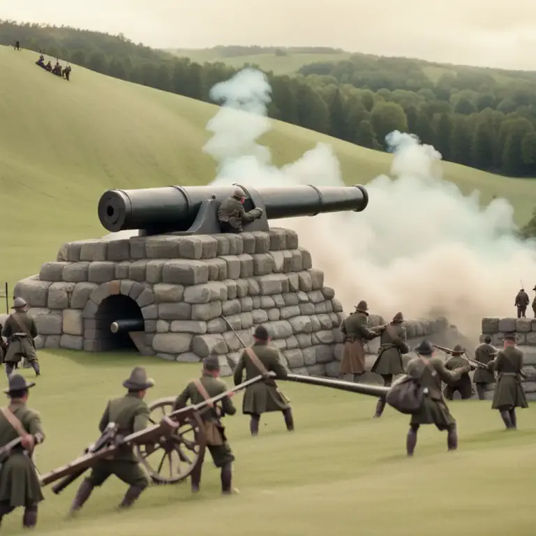 Visual representation of "battery" - A fortified emplacement for heavy guns.