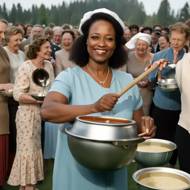 Visual representation of "serve out" - To distribute food or drink