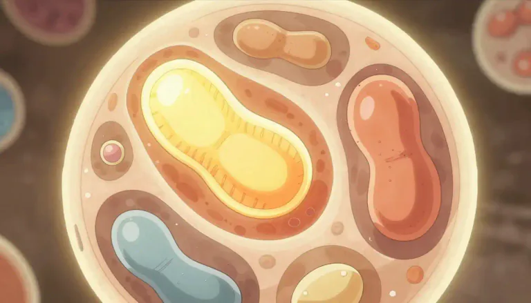 Visual representation of "organelle" - A specialized subunit within a cell that has a specific function, comparable to an organ in the body.