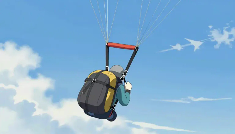 Visual representation of "ripcord" - A cord that is pulled to activate a parachute.