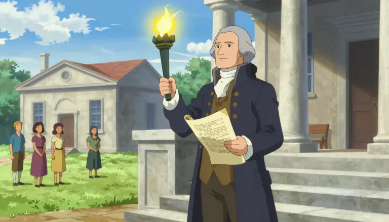 Visual representation of "jeffersonian" - Related to or characteristic of Thomas Jefferson, especially in terms of his principles of individual liberty and limited government.