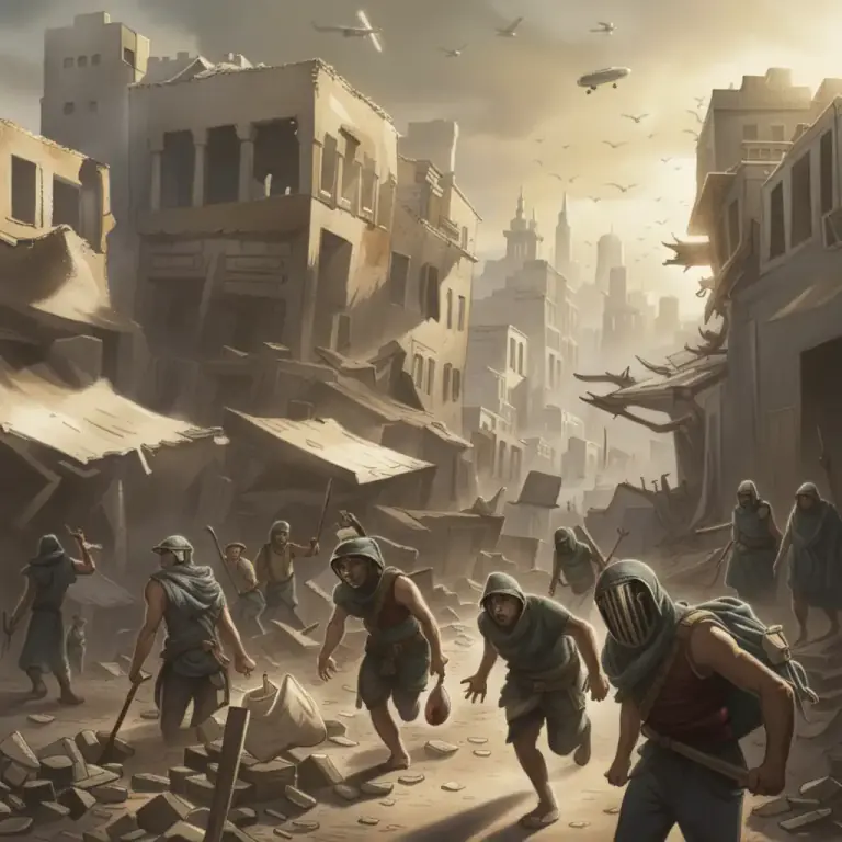 Visual representation of "sack" - To loot or plunder a captured city or town