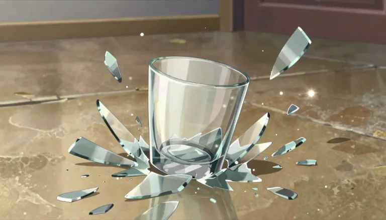 Visual representation of "shatter" - to break suddenly into very small pieces, often making a loud noise