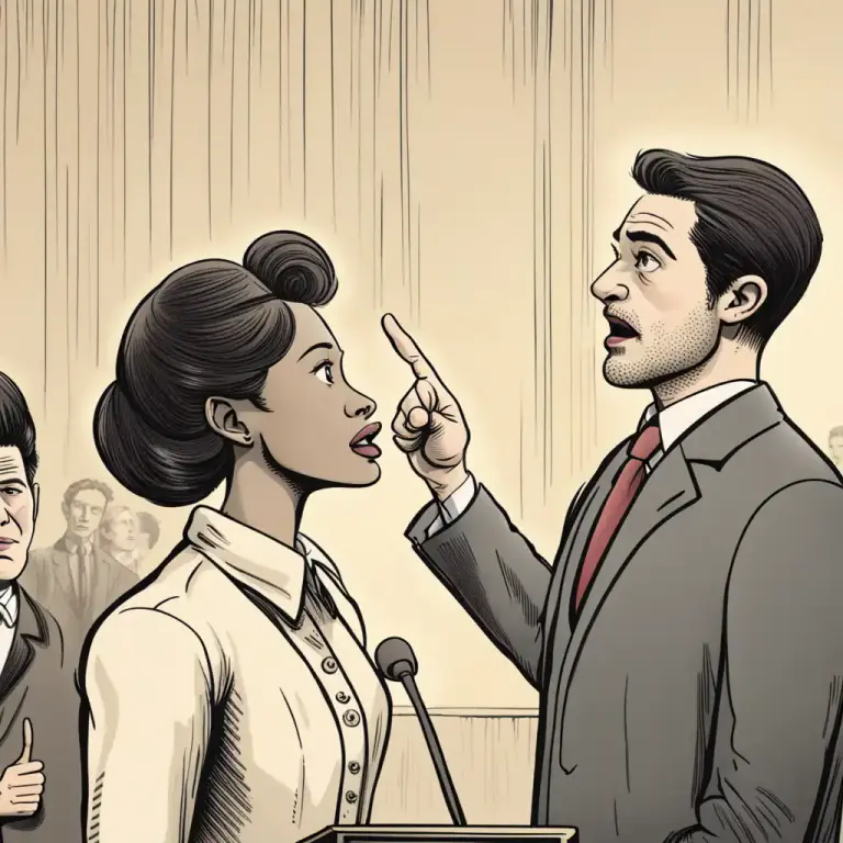 Visual representation of "break in" - To interrupt when someone is saying or doing something.