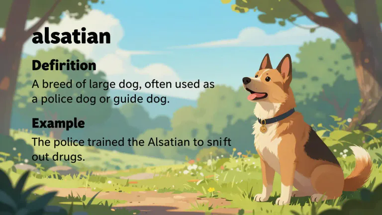 Visual representation of "alsatian" - A breed of large dog, often used as a police dog or guide dog.