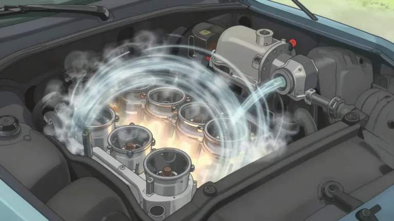 Visual representation of "carburetion" - The process in which air and gasoline are mixed in the correct ratio before the mixture is sent to an engine for combustion.