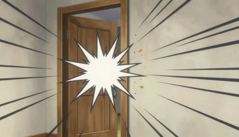 Visual representation of "bang" - A loud sharp noise caused by something hitting or breaking