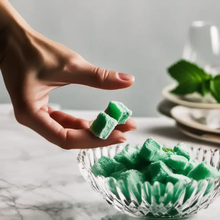 Visual representation of "mint" - A sweet that often contains mint flavor and is eaten to freshen the breath