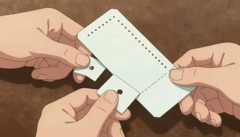 Visual representation of "counterfoil" - The part of a check or ticket kept by the person who issues it for record.