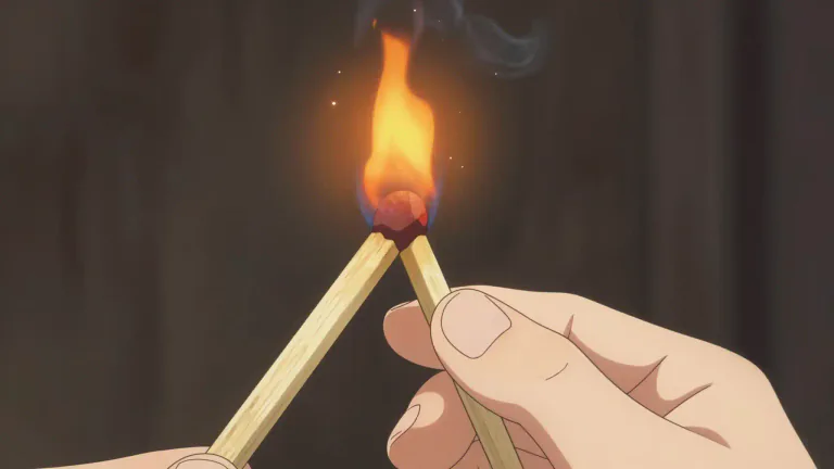 Visual representation of "matchstick" - A small stick of wood that is used to light a fire.