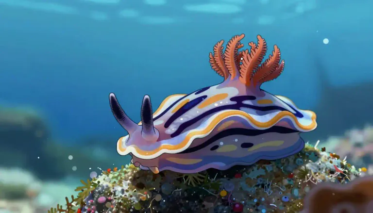 Visual representation of "nudibranch" - A nudibranch is a type of soft-bodied, marine mollusk that has a distinct and colorful appearance, often seen in oceans.