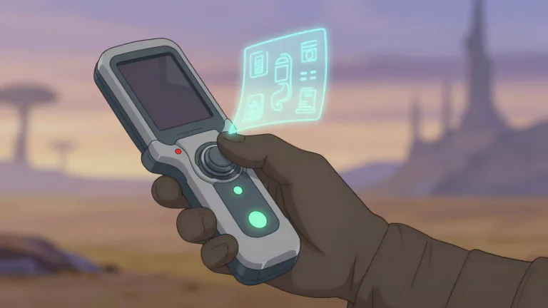Visual representation of "tricorder" - A handheld device used in science fiction, especially in Star Trek, for scanning and analyzing environmental data.