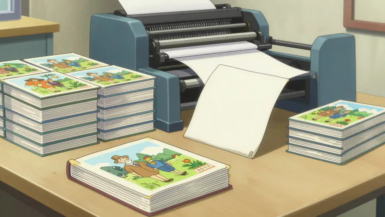 Visual representation of "reprint" - A new printing of a book or other printed material that is the same as an old one.