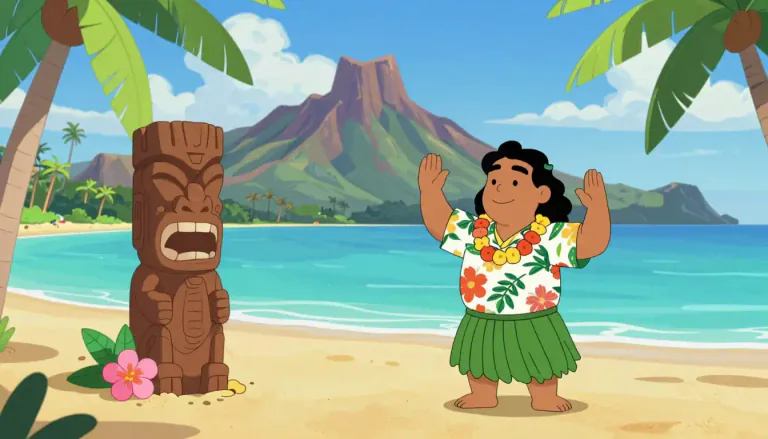Visual representation of "hawaiian" - Related to the state of Hawaii, its culture, people, or language.