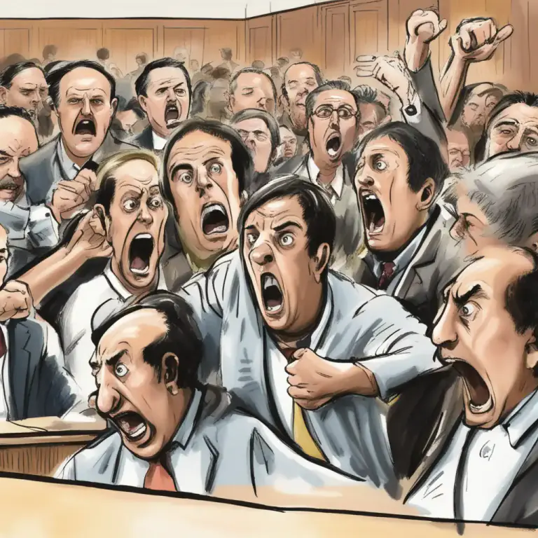 Visual representation of "shout down" - To defeat or silence someone by shouting or making a lot of noise.