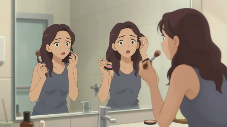 Visual representation of "primp" - To fuss over one's appearance, typically in front of a mirror