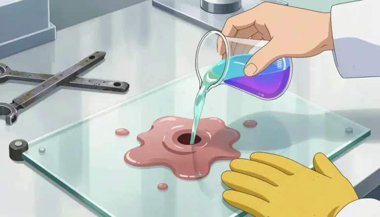 Visual representation of "hydrofluoric" - Hydrofluoric acid is a colorless liquid that can dissolve many materials, including glass, and is used mainly in industrial applications.