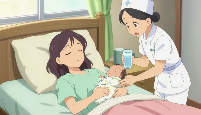Visual representation of "puerperal" - Relating to the time and condition of a woman after childbirth.