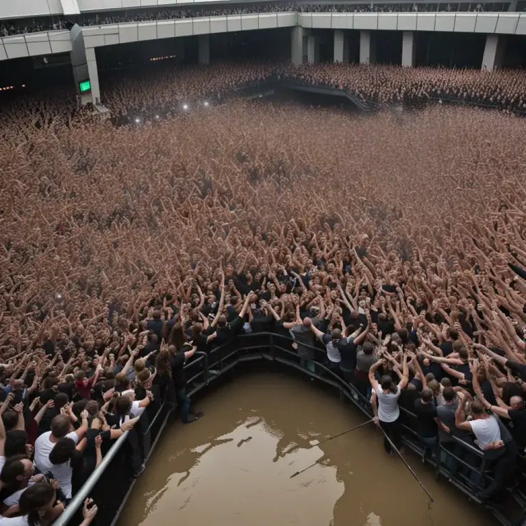 Visual representation of "flood" - To come or go in great numbers or quantity