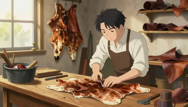 Visual representation of "tanner" - A person who makes leather from animal skins