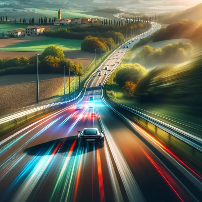 Visual representation of "highball" - to drive (a vehicle) at high speed
