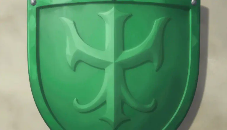 Visual representation of "vert" - In heraldry, 'vert' refers to the color green used in coats of arms and shields.