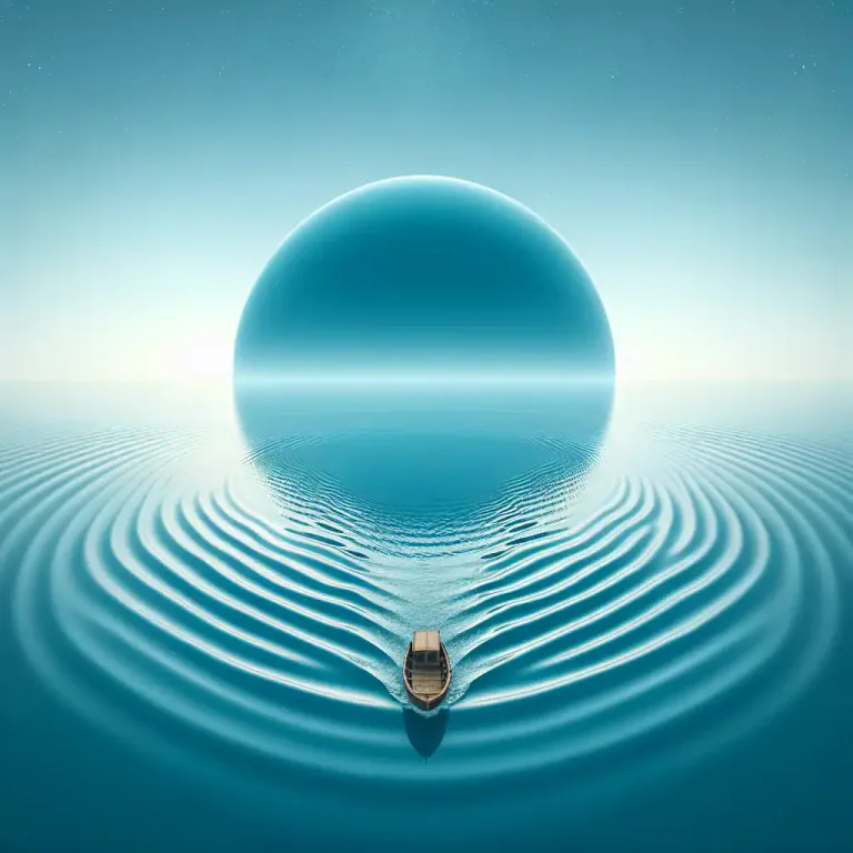 Visual representation of "wake" - The track or path that a boat leaves behind it when it is moving
