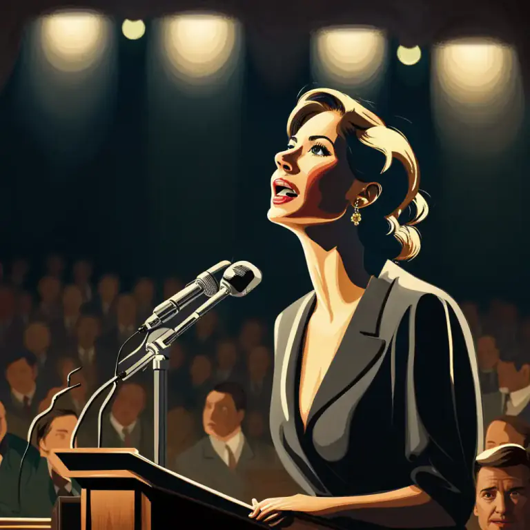 Visual representation of "testify" - to speak seriously about something, especially in public, in order to give your clear and detailed opinions about it