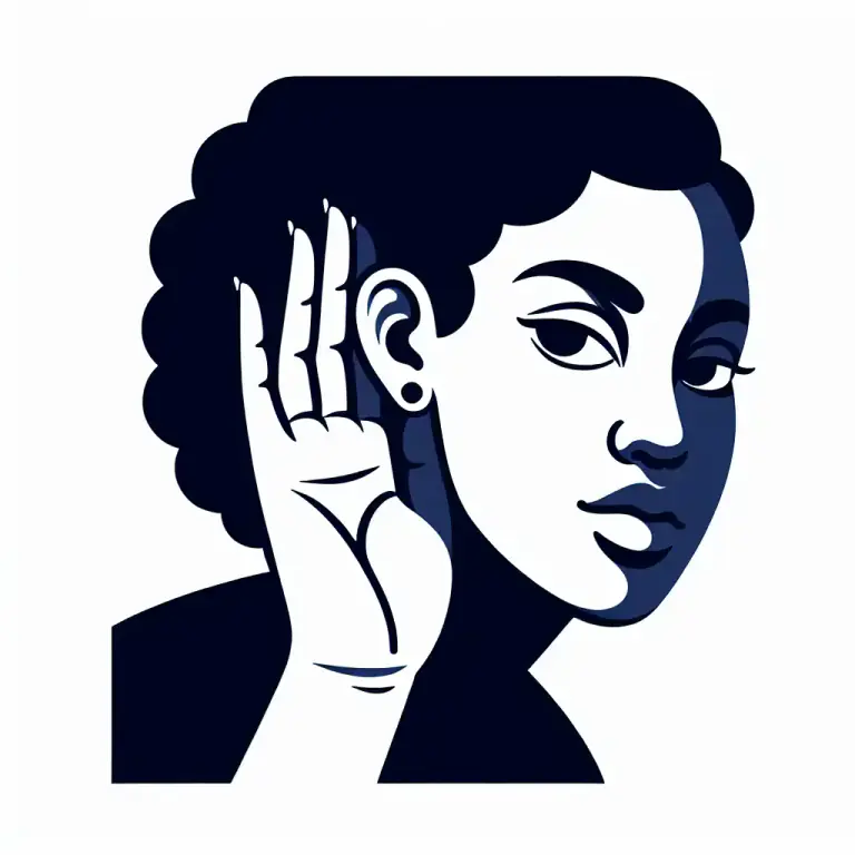 Visual representation of "hear" - to be aware of through auditory perception