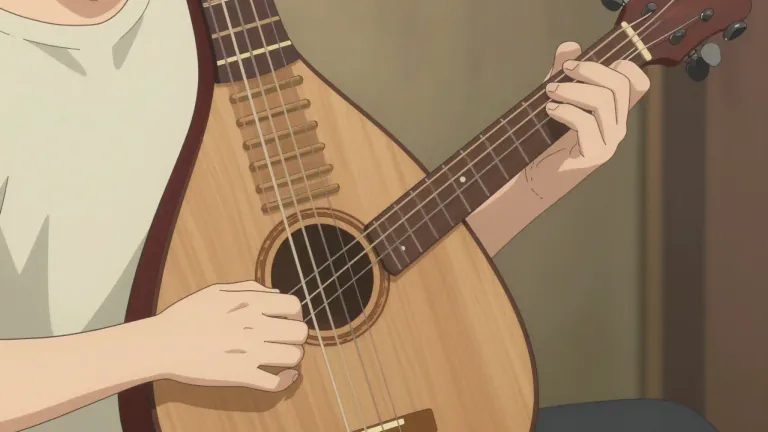 Visual representation of "lute" - A musical instrument with a body shaped like a pear and strings that are played with the fingers