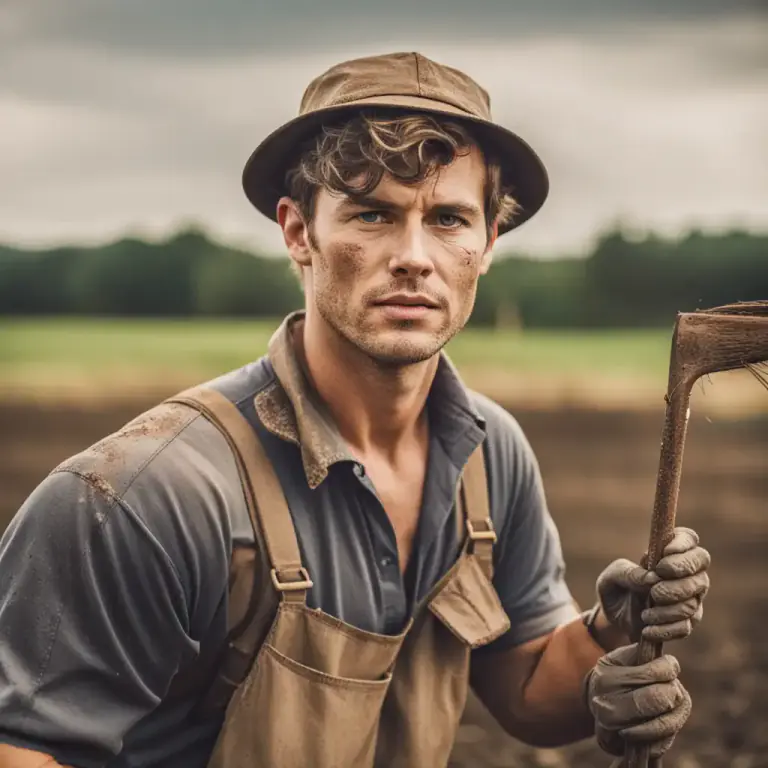 Visual representation of "lout" - A young man hired as a farm hand.