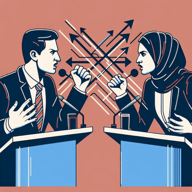 Visual representation of "collide" - when conflicting interests or policies come up against each other