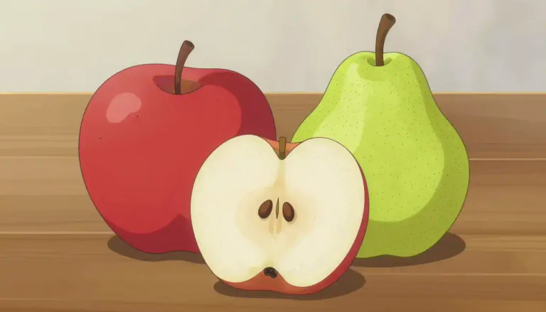 Visual representation of "pome" - A type of fleshy fruit with a core containing seeds, typically produced by plants such as apples and pears.
