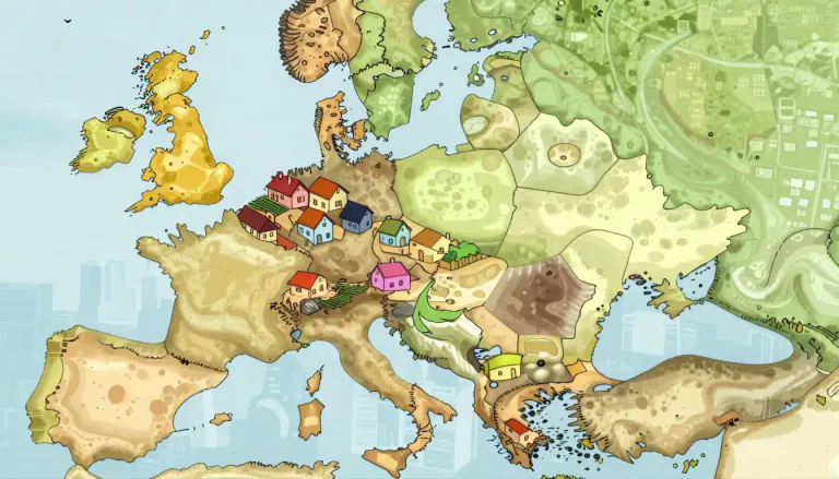 Visual representation of "gerrymandering" - Changing the borders of an area where people vote, to give one political party an unfair advantage.