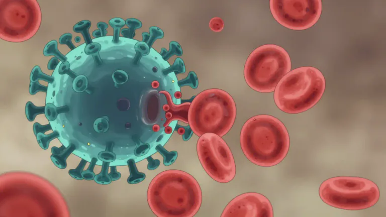 Visual representation of "hemagglutinin" - A type of protein found on the surface of certain viruses that causes red blood cells to clump together.