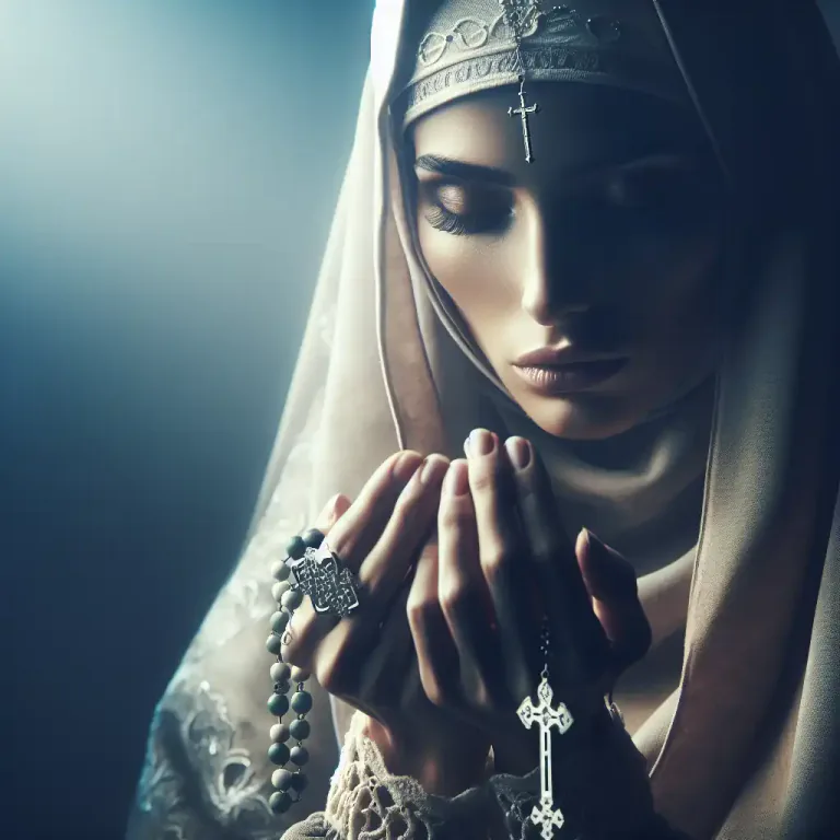 Visual representation of "chaplet" - A string of prayer beads representing the third of a rosary.