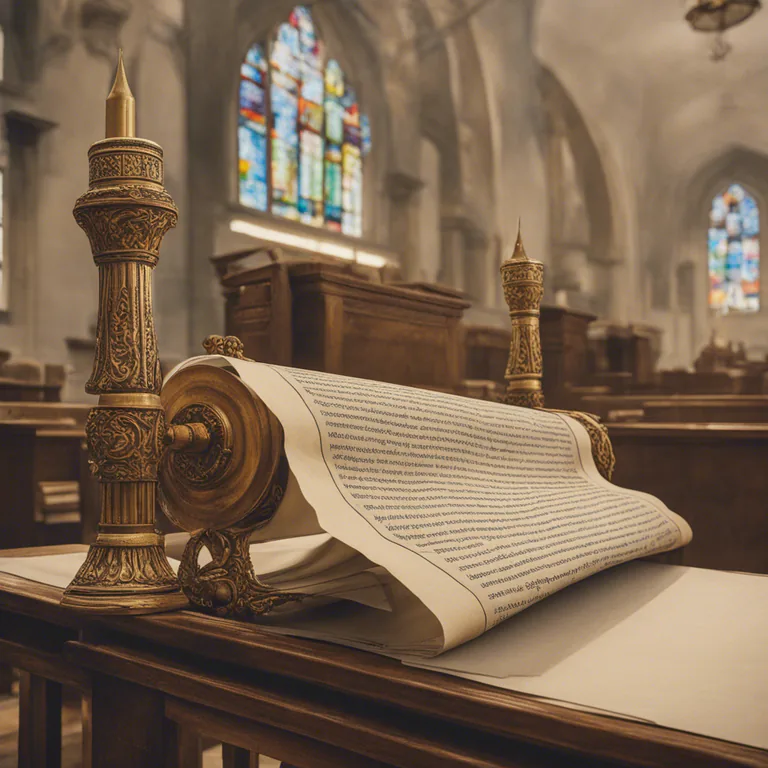 Visual representation of "torah" - A scroll containing the Torah, used in a synagogue.