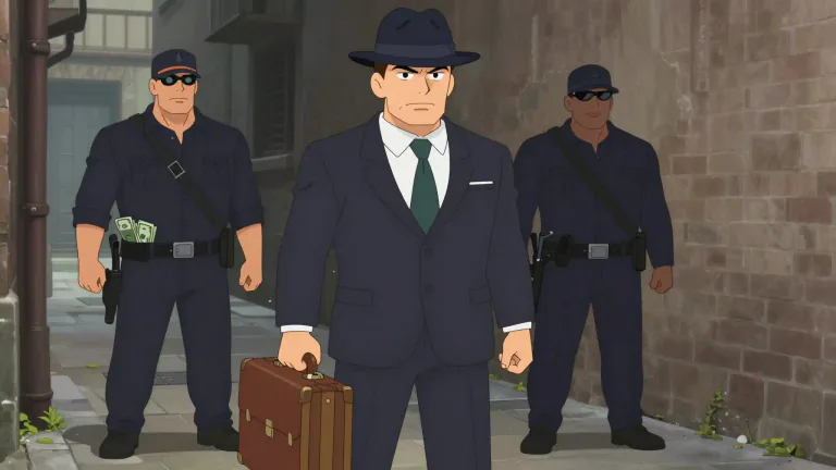 Visual representation of "mafioso" - A member of a Mafia or a person involved in organized crime.