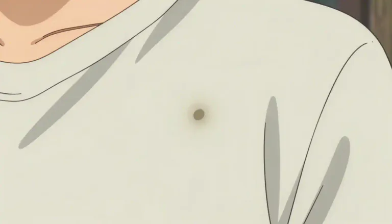 Visual representation of "tache" - A small mark or stain on a surface.