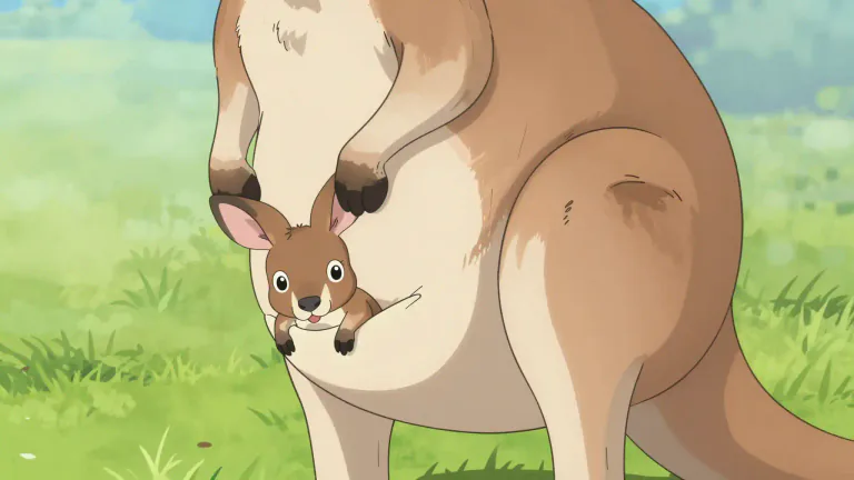 Visual representation of "joey" - A joey is a young kangaroo, or a young marsupial, that is carried in its mother's pouch.