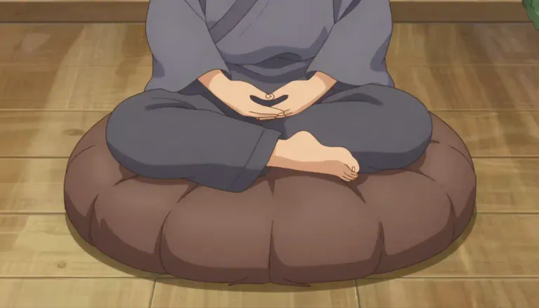 Visual representation of "zafu" - A round cushion used in meditation that provides comfort and support while sitting.